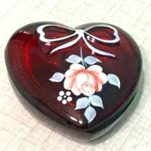 Vtg. Westmoreland Hand-painted Heart Trinket Box